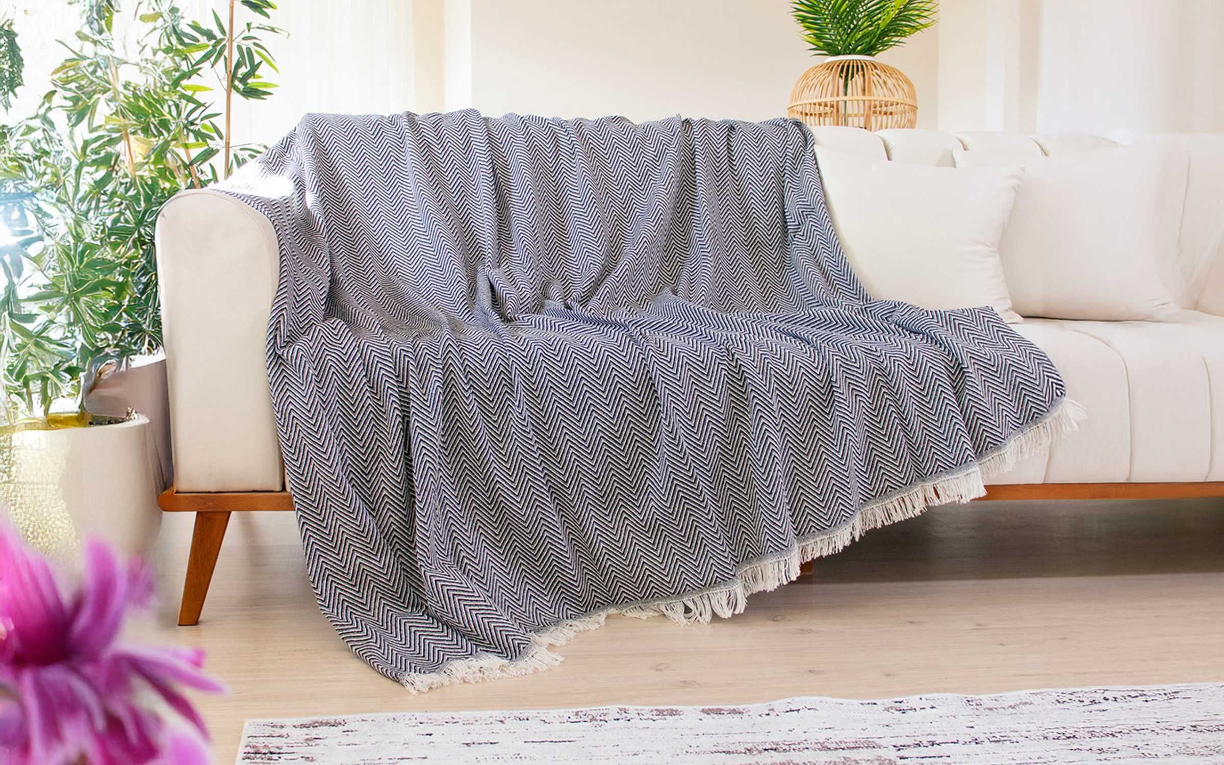 Sofa cover 170/200 cm Woven, black  1